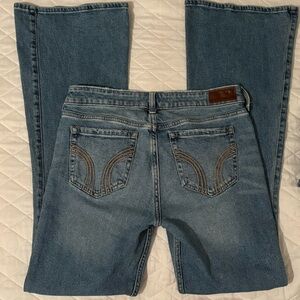Hollister Blue low rise Flare Jeans with Vintage-Inspired Wash